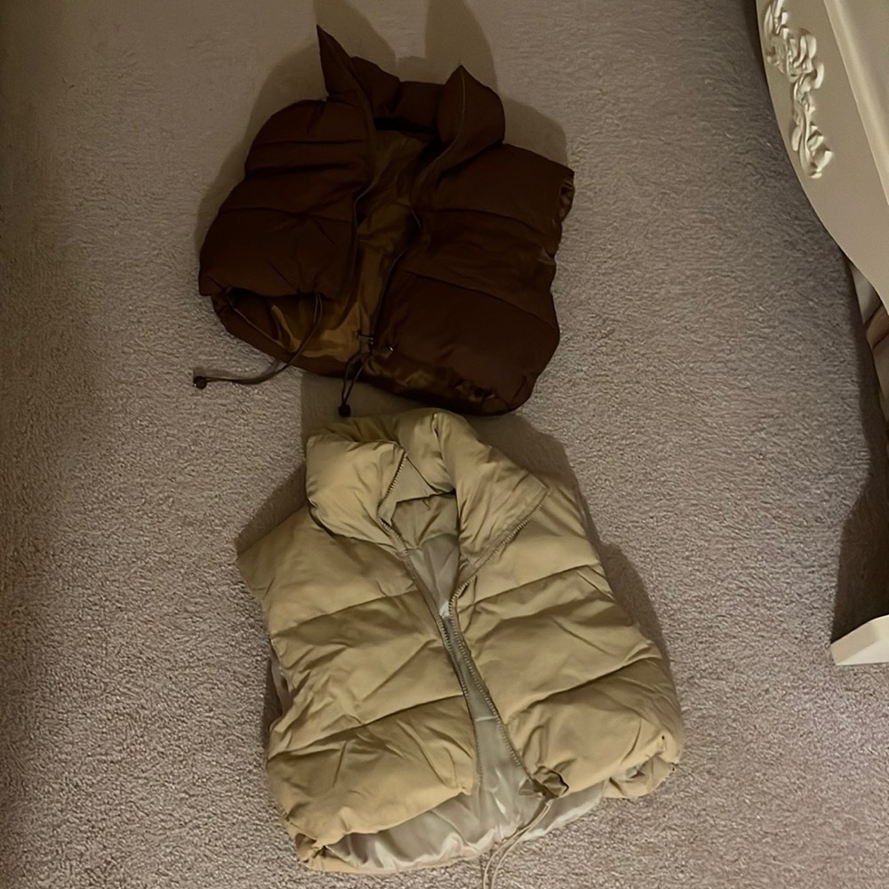 Brown and Beige Puffer Vest Bundle